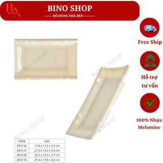 Đĩa nhựa chử nhật vân đá kem-dcn57