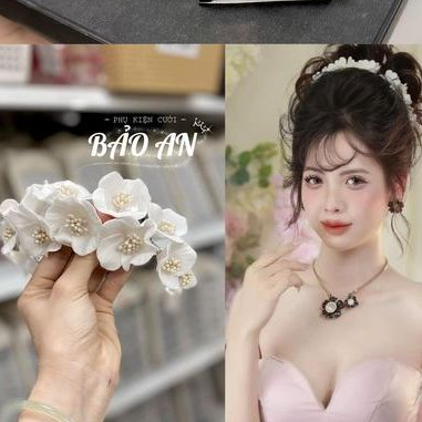 Bờm hoa cài tóc cô dâu xinh HC1044