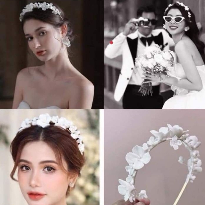 Bờm hoa cô dâu hoa trắng xinh HC1029