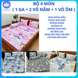 Bộ Ga Giường Thun lạnh Họa tiết nhiều màu cực xinh - [ 4 món Ga và Áo Gối ] Thun Silk, Co Giãn Cao Cấp Nằm Thoáng Khí