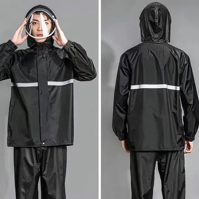 Bộ Quần Áo Mưa Dáng Dài Thời Trang Bảo Vệ Toàn Thân Và BãoThiết kế hai lớp vải Oxford vành có thể th