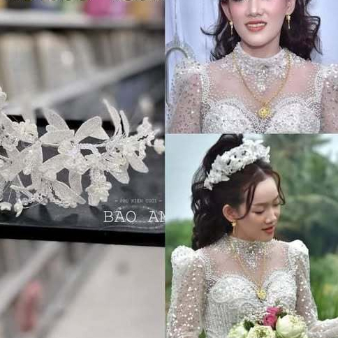 Bờm hoa cài tóc cô dâu xinh HC1033