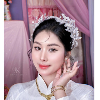 Bờm hoa cài tóc cô dâu xinh ki.m tuyế.n HC1034
