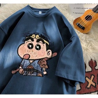 Áo thun phông nữ nam form rộng in hình SHIN ngộ không chất liệu cotton khô