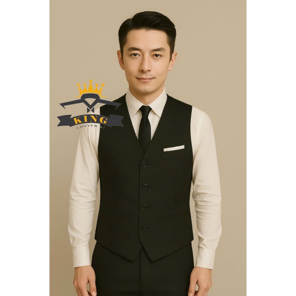 Áo gile phối túi trắng KING ghile nam 4 nút form rộng phối vest cao cấp phong cách sang trọng giá rẻ Z12