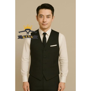 Áo gile phối túi trắng KING ghile nam 4 nút form rộng phối vest cao cấp phong cách sang trọng giá rẻ Z12