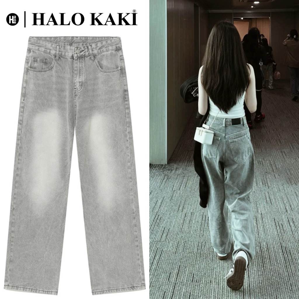 [FULL MÀU] QUẦN BAGGY JEANS MÀU WASH (XÁM/KHÓI/XANH/ĐEN) FORM ỐNG RỘNG NAM NỮ PHỦ GÓT CHÙM GIÀY HALO KAKI | BigBuy360 - bigbuy360.vn