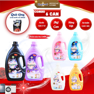 [Mới] Combo 6 can V3 Nước giặt đậm đặc HygienC Plus+ 2 trong 1 - Khối lượng 2Kg - CB6C1 (tặng 4 túi xả 200ml)