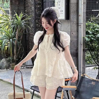 set đồ nữ sang chảnh,set đồ nữ mùa hè MẪU MỚI RA MẮT bộ tơ thêu hoa phối viền ren hot trend ie1