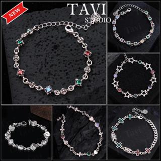 Vòng Tay Titan Nam Nữ Unisex Tavi – Lắc Tay CH Vintage Hàn Quốc, Dây Bạc Chống Gỉ Đính Đá Nhiều Màu Cá Tính Tavi Studio