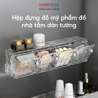 Hộp Đựng Đồ Nhà Tắm Mỹ Phẩm Dán Tường Trong Suốt Khay Đựng Bông Tẩy Trang Đồ Makeup Phụ Kiện Lắp Lật