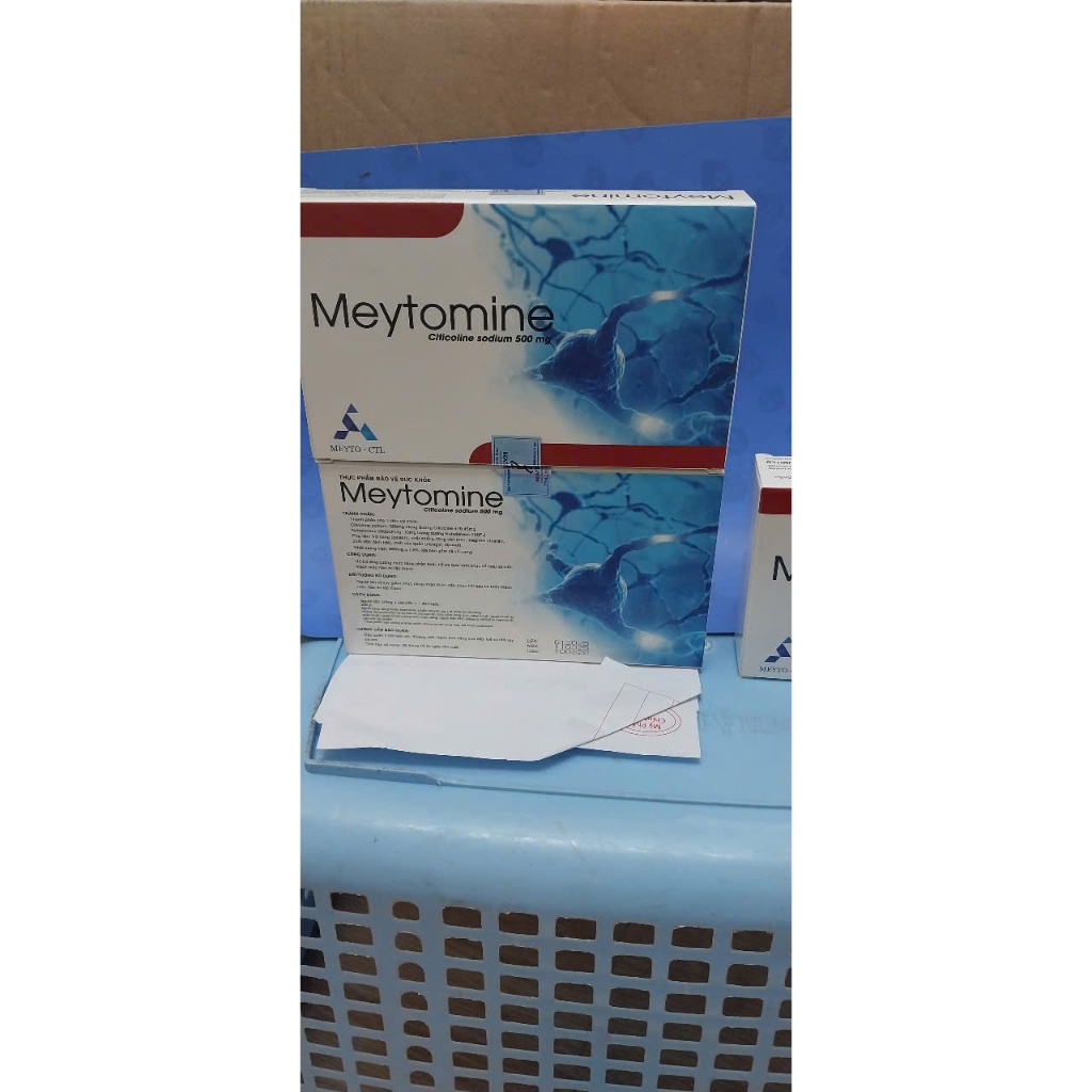 Meytomine Citicoline 500mg hộp 20 viên uống giúp tăng tuần hoàn máu não, giảm triệu chứng suy giảm t