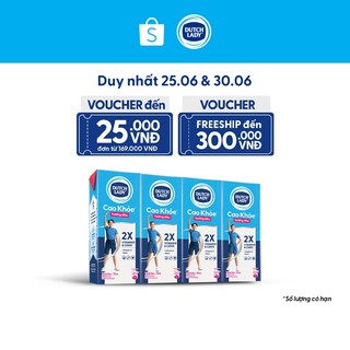   HSD: 6 2025  Lốc Sữa Dinh Dưỡng Dutch Lady Cao Khỏe Hương Dâu 4x170ml 