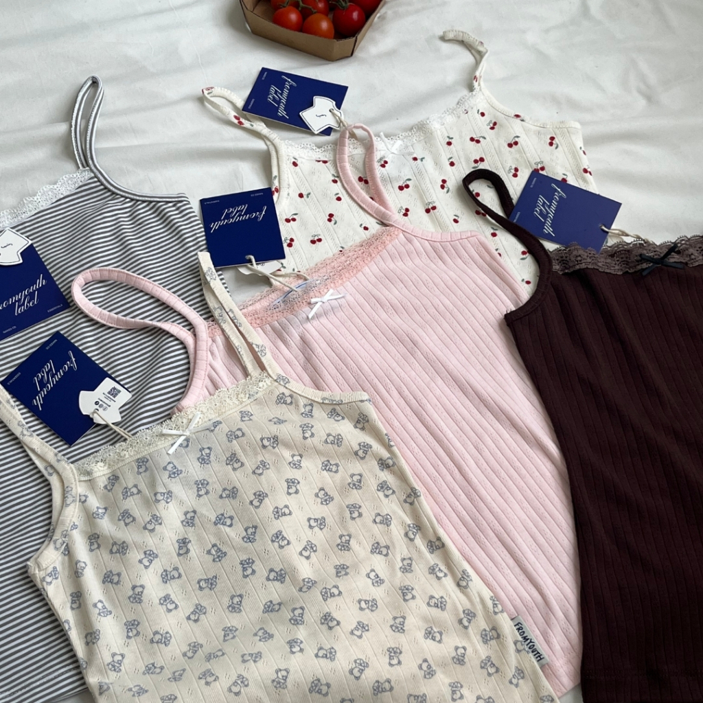 Áo hai dây phối ren và đính nơ ngực NAKED by V - Lace Camisole ver.2