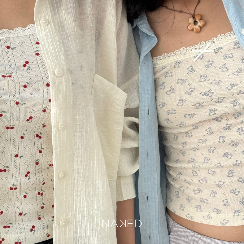 Áo hai dây phối ren và đính nơ ngực NAKED by V - Lace Camisole ver.2 | BigBuy360 - bigbuy360.vn