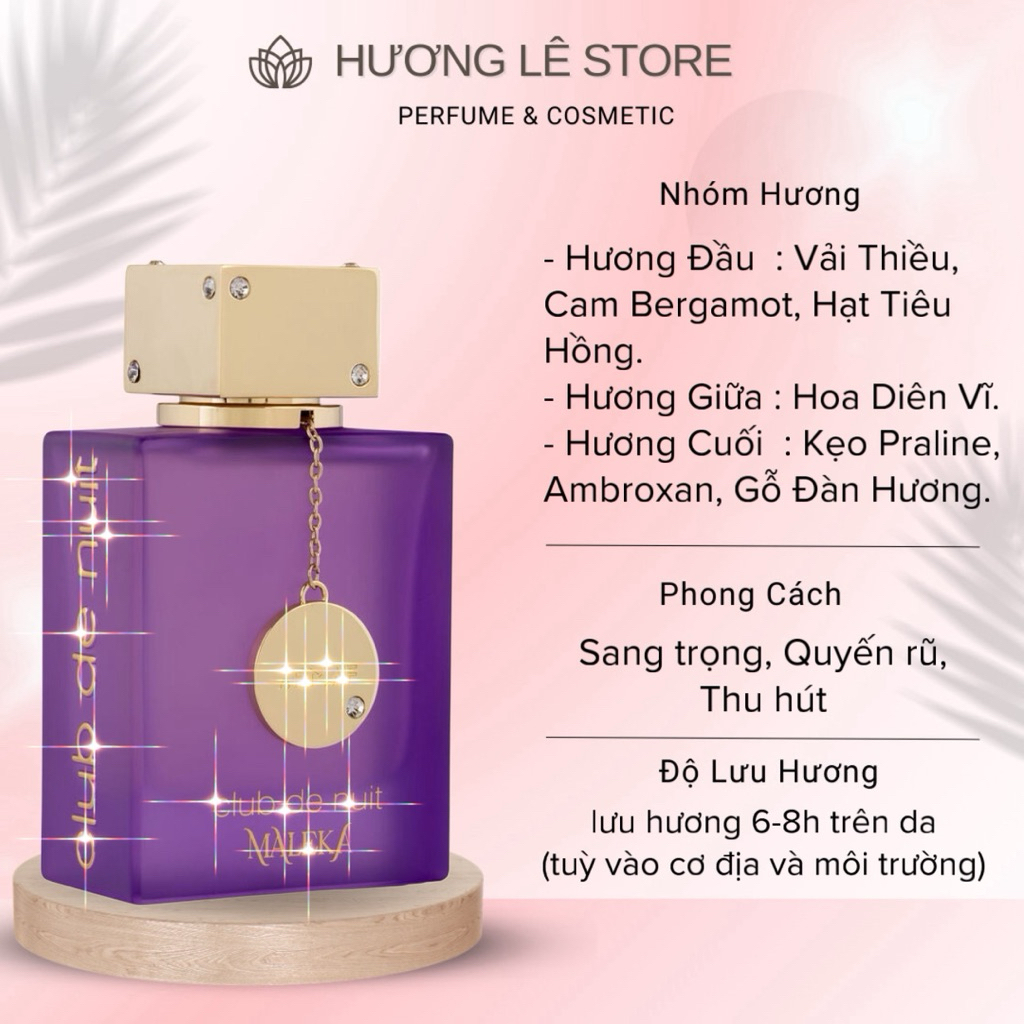 10ml | 𝐀𝐫𝐦𝐚/𝐟 𝐂𝐥𝐮/𝐛 𝐝𝐞 𝐍𝐮𝐢𝐭 𝐌𝐚𝐥𝐞𝐤𝐚 Club Tím | HƯƠNG LÊ STORE