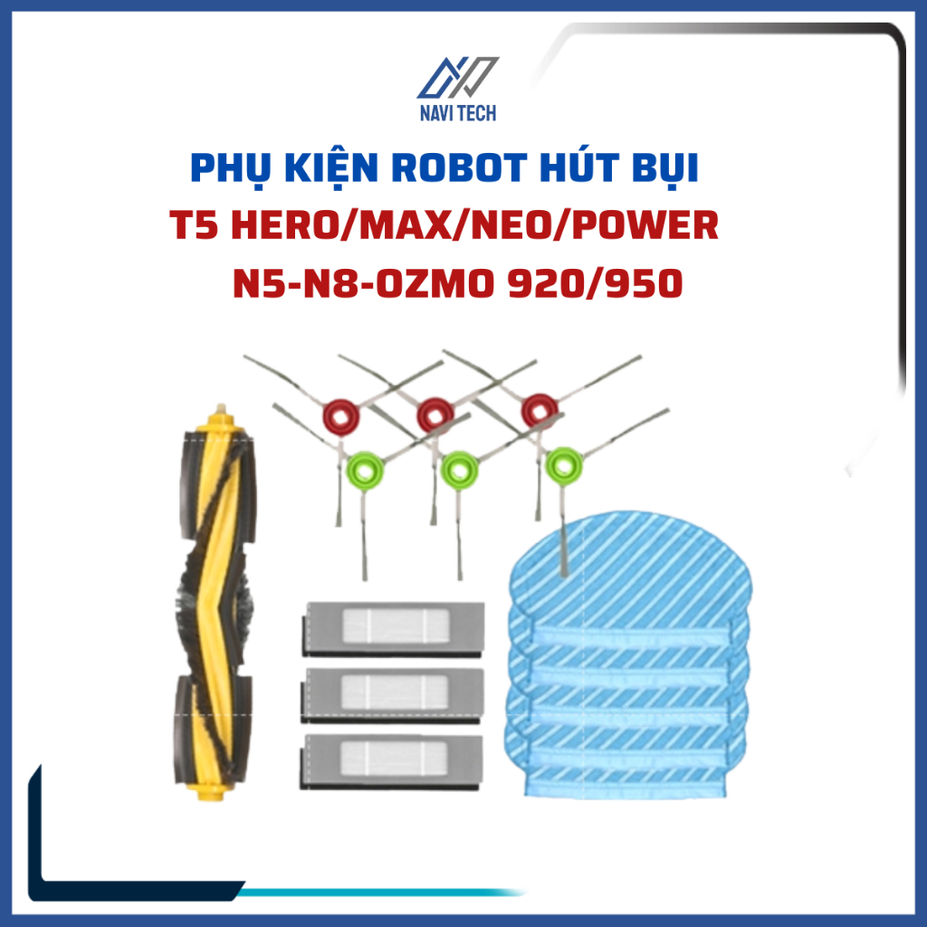 Phụ kiện robot hút bụi Debot T5 hero, t5 max, t5 power, t5 neo, ozmo 950 khăn, chổi cạnh, chổi chính, lọc bụi