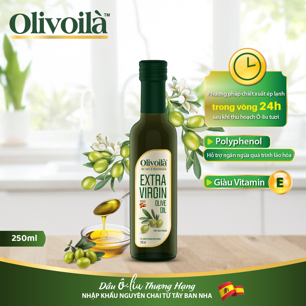 Dầu Ôliu Nguyên Chất Olivoilà Extra Virgin 250ml