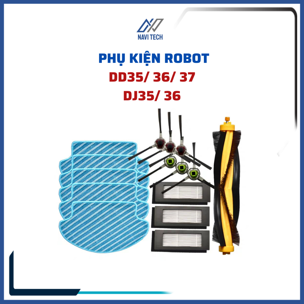 Phụ kiện robot hút bụi Debot dd35, dd36, dd37, dj35, dj36, ozmo 600 khăn, chổi lăn, chổi cạnh, lọc bụi