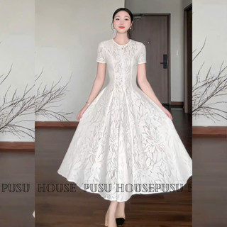   thật 100%  Đầm ren maxi dài dự tiệc đi chơi thiết kế hai lớp lót full đầm họa tiết sang trọng thanh lịch-PUSU HOUSE 