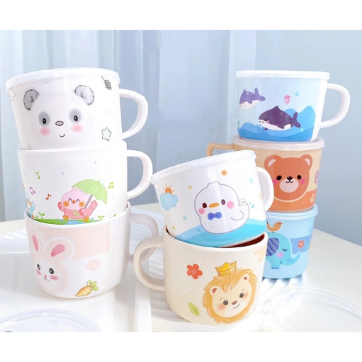Cốc uống nước Honper có nắp đậy, nhựa Melamine