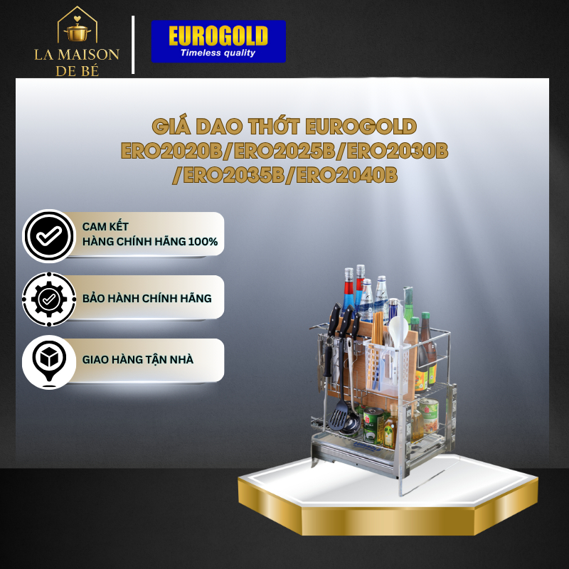 Giá Dao Thớt Inox Eurogold ERV5420VX – Nan Vuông Chắc Chắn, Lắp Đặt Âm Tủ Tiện Dụng – LMS
