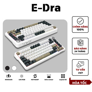  Bàn Phím Chơi Game EDRA EK375W - Black   White Bàn Phím Cơ Hotswap ''USB + Bluetooth + 2.4Ghz'' 