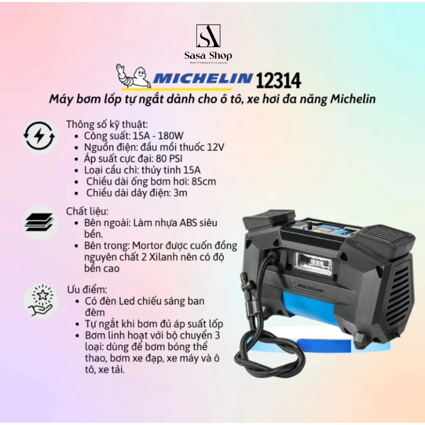 MÁY BƠM ĐIỆN I MICHELIN 12314 CHÍNH HÃNG MICHELIN CỐNG XUẤT LỚN SIÊU KHOẺ