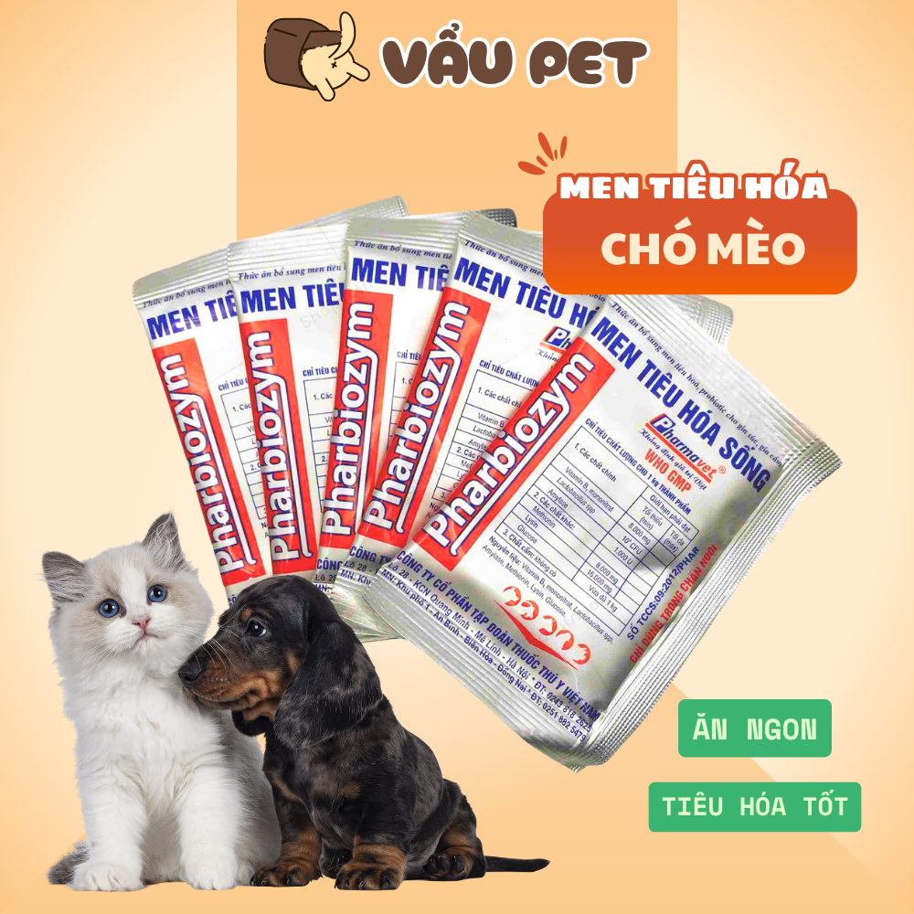Men Tiêu Hóa Cho Chó Mèo Pharbiozym Gói Men Tiêu Hóa Chó Mèo Vẩu Pet Shop