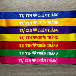 Combo Sỉ 10 Băng rôn cổ vũ/ cổ động thể thao Tự tin chiến thắng - Nhiều màu - vải phi bóng - in lụa