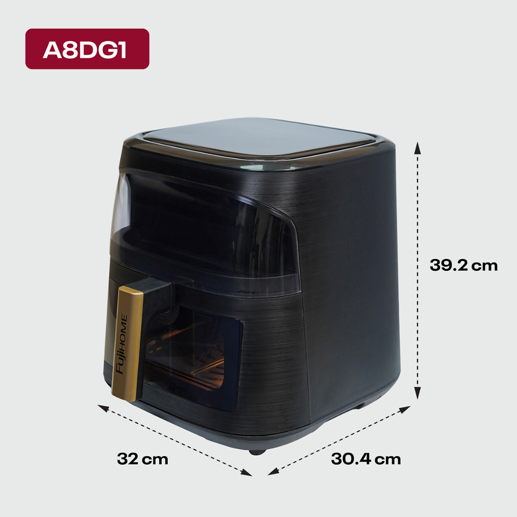 Nồi Chiên Không Dầu FUJIHOME A8DG1NEW 8L chống dính có kính quan sát