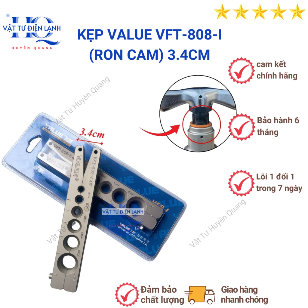 Kẹp loe ống đồng VALUE 808-I hàng chính hãng VALUE Model VFB-I bản 3,4cm ron cam