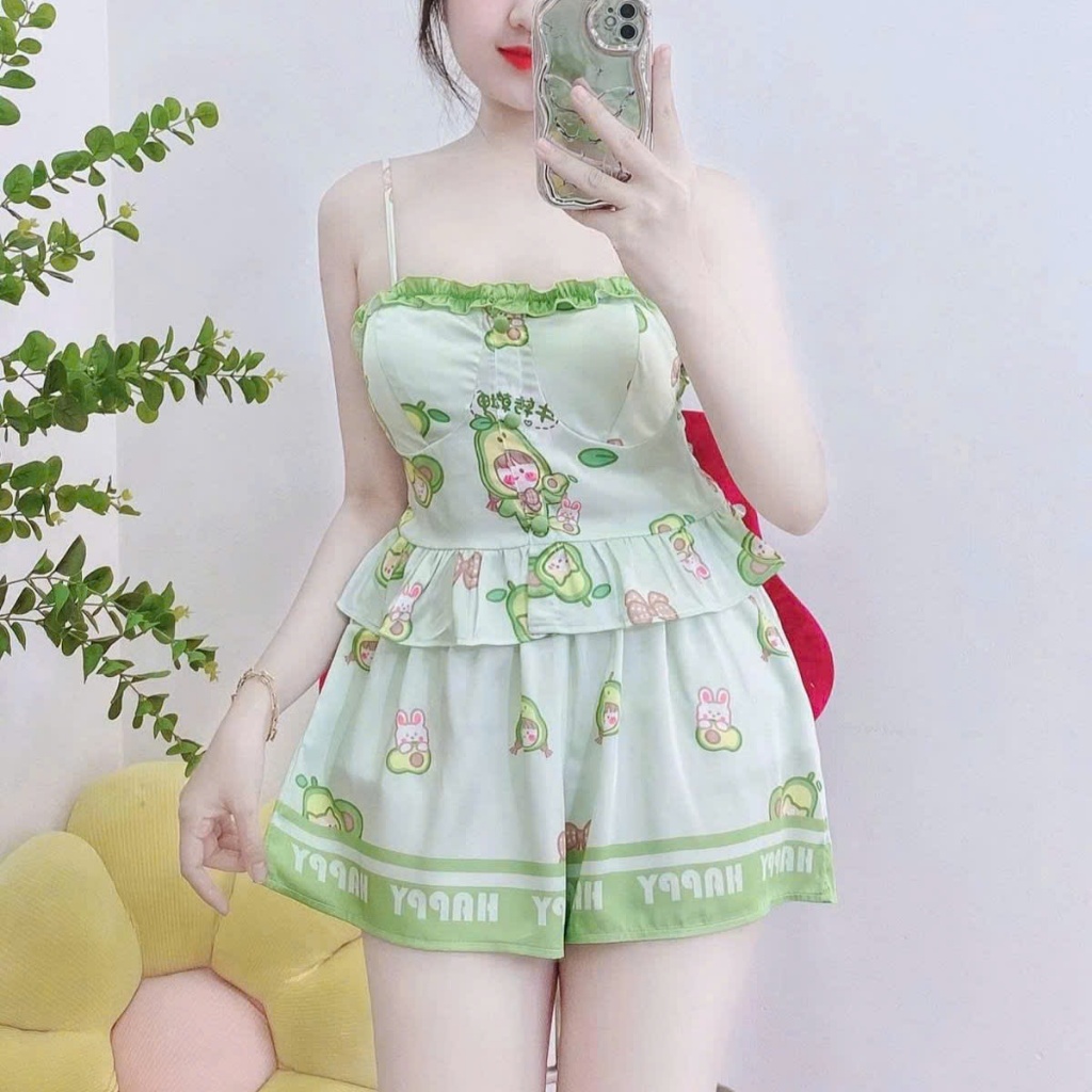 Đồ Ngủ 2 Dây K2 Kim Thanh - Pijama Lụa Latin Short Bông Phong Cách Trẻ Trung Thoải Mái Size 40-75kg | BigBuy360 - bigbuy360.vn