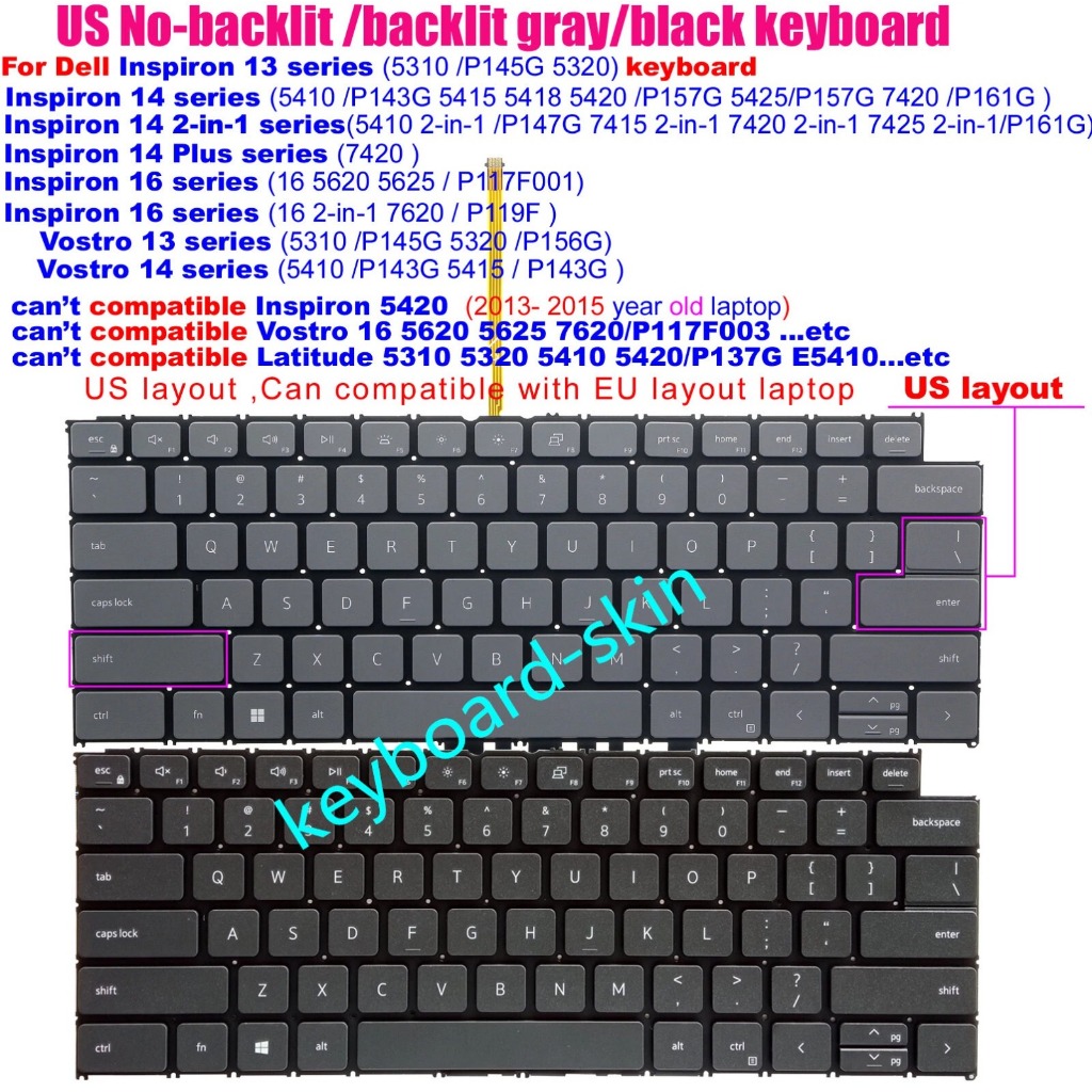 Bàn phím laptop Dell Inspiron 5410 2-in-1 5415 2-in-1 7420 2-in-1 US