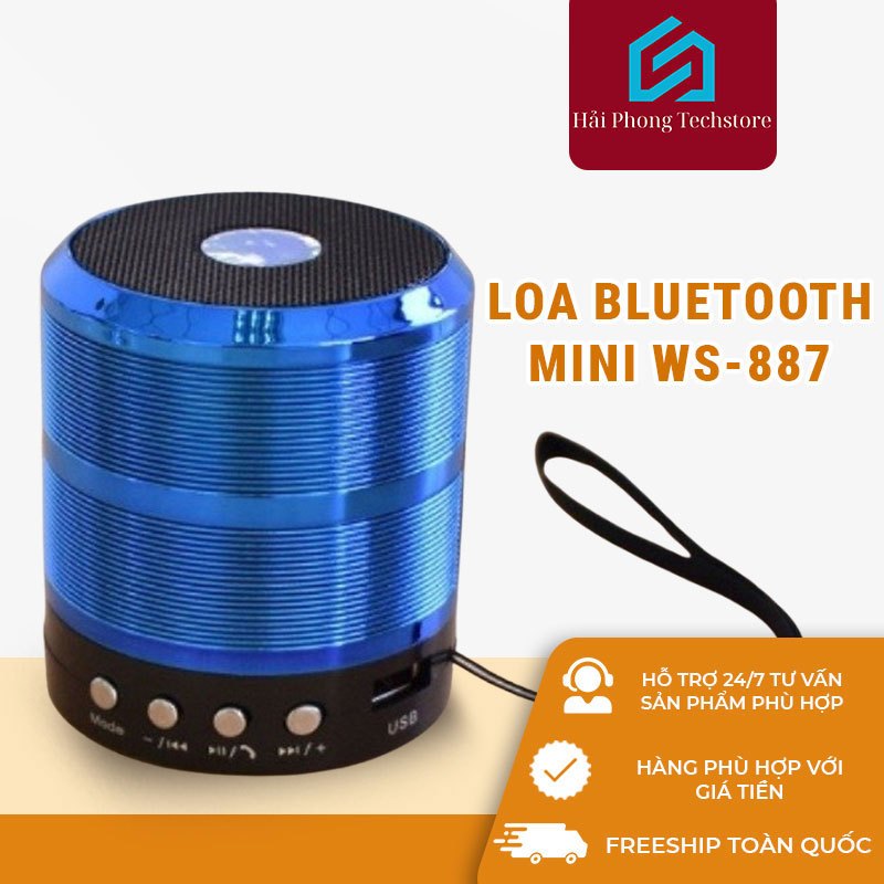 Loa Bluetooth Mini WS887 - Nghe Nhạc Đa Năng, Hỗ Trợ Đài FM, Thẻ Nhớ USB, Cổng AUX 3.5mm, Cuộc Gọi, Bass Mạnh, Nhỏ Gọn