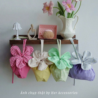  Túi đi biển hình bông hoa dây rút đeo 2 mặt túi xách nữ đeo chéo bằng vải hoạ tiết hoa Her Accessories 