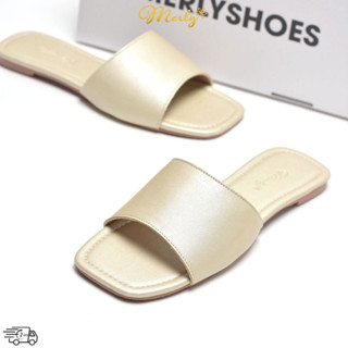  Dép Lê Nữ Merly 1633 Quai Ngang Da Mềm Êm Chân Size Lớn 40 41 42 43 4 Màu Thời Trang: Hồng Trắng Vàng Đen 