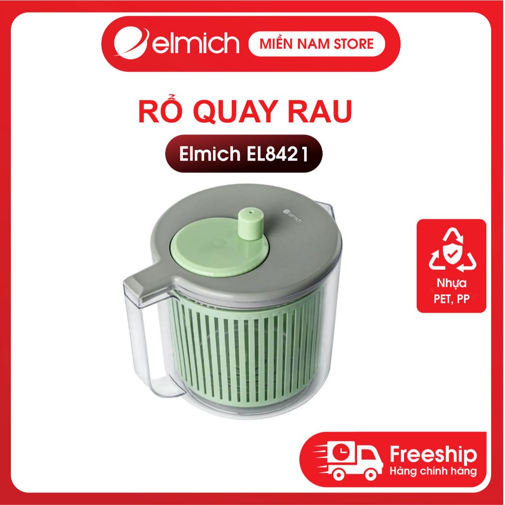 Rổ quay rau Elmich EL8421 nhựa PP cao cấp, an toàn cho sức khỏe