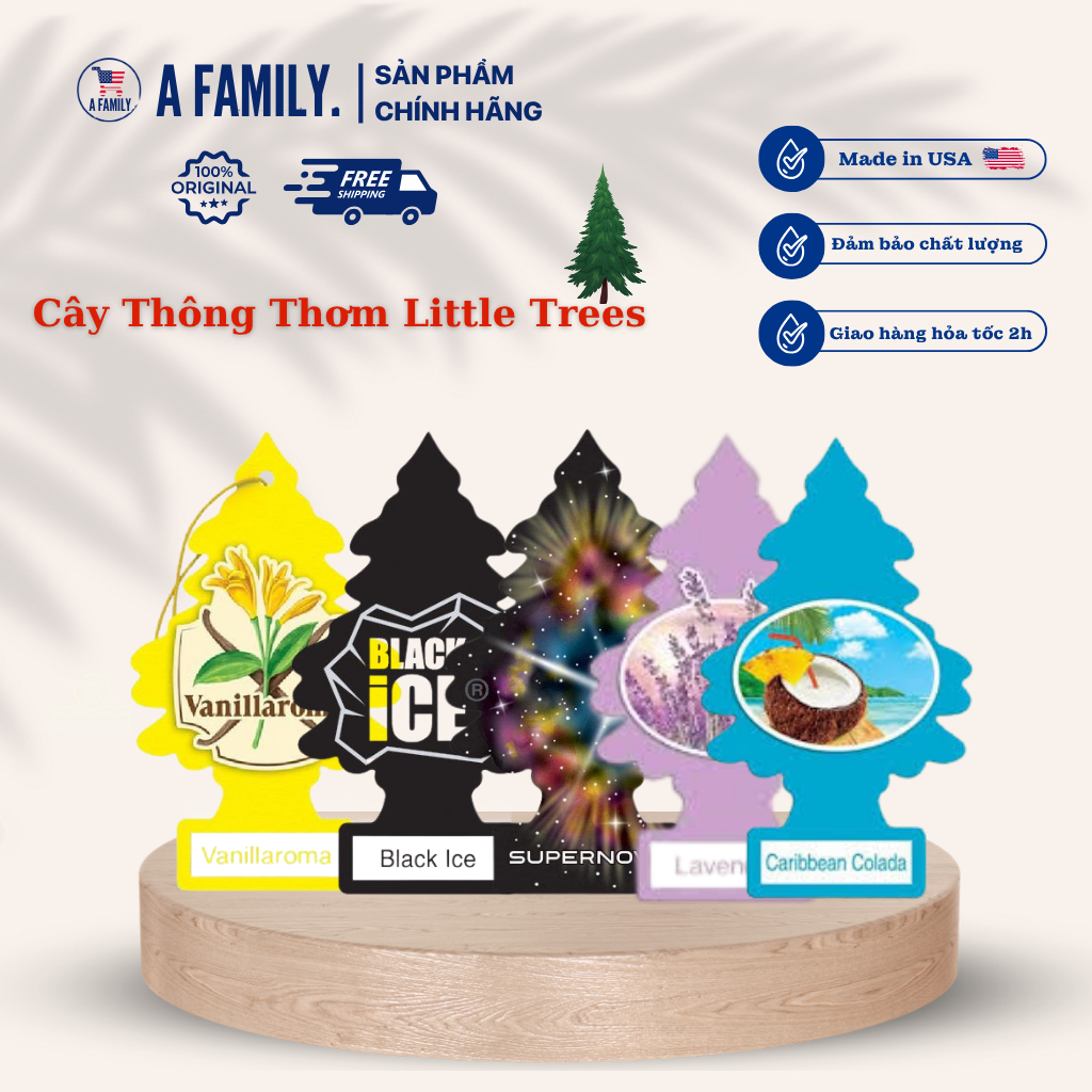 Cây Thông Thơm Little Trees -  Khử Mùi Ô Tô, Tủ Quần Áo, Thay Thế Nước Hoa Xe Hơi - HÀNG CHÍNH HÃNG