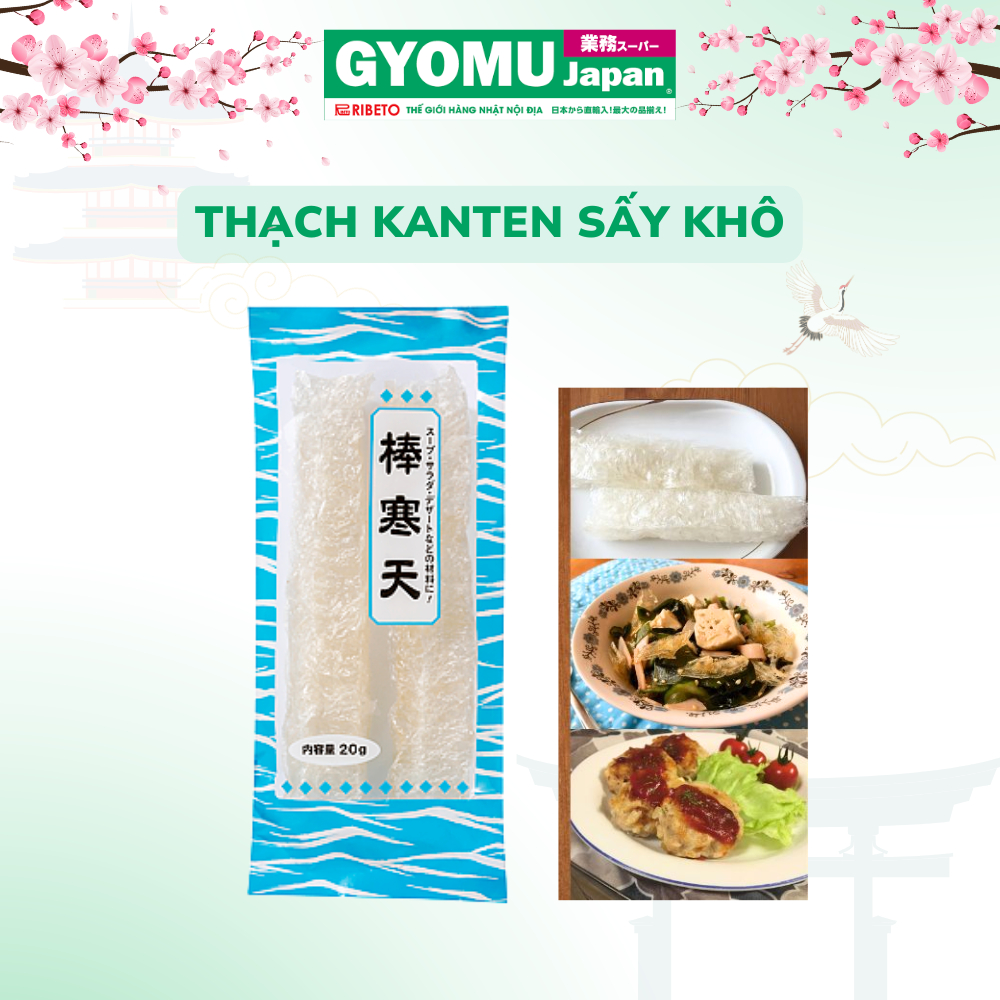 Thạch Kanten sấy khô làm món tráng miệng, trộn salad 20g KOBE BUSSAN - Gyomu Japan