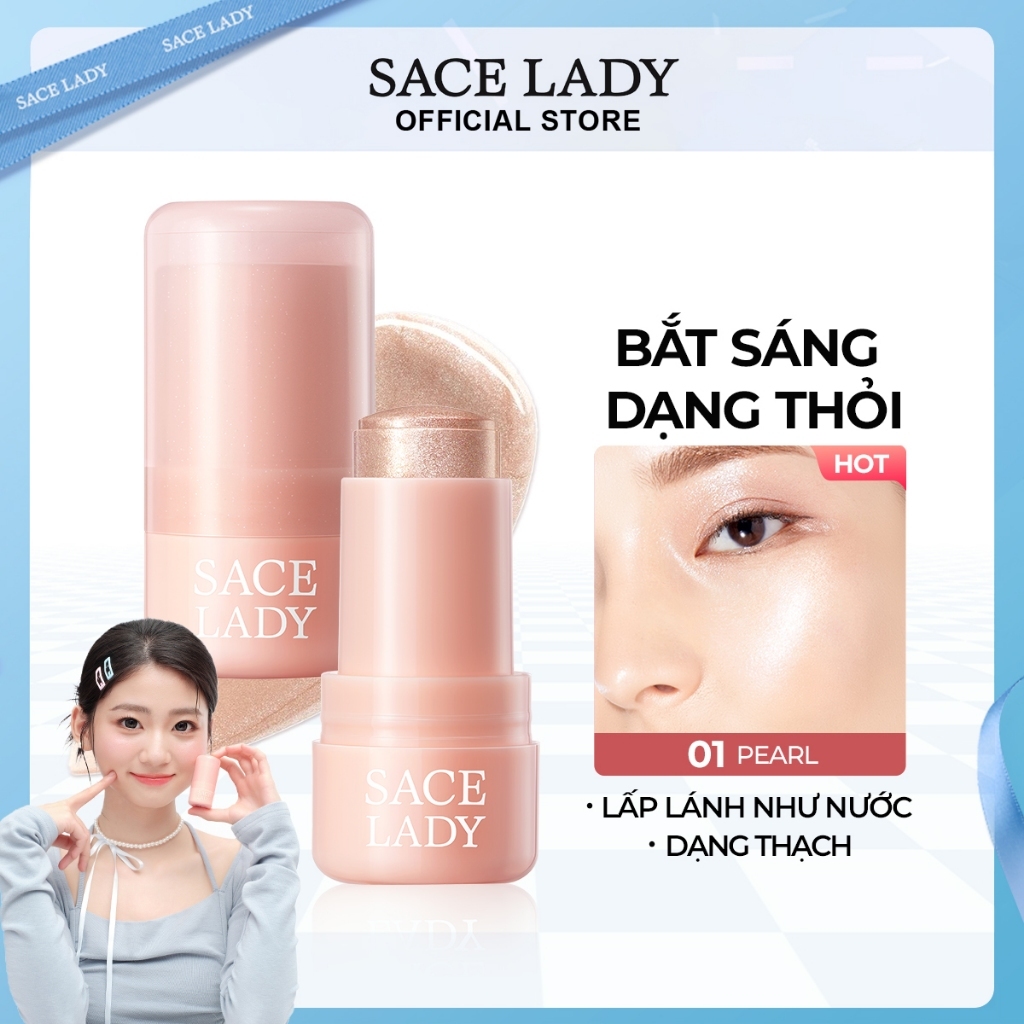 Bắt Sáng Highlight SACE LADY Dạng Thỏi  Nước Rạng Rỡ Lâu Trôi Phát Sáng Kết Cấu Thạch độc đáo 8g