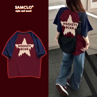 Áo thun RAGLAN form rộng tay lỡ nam nữ SAM CLO phông dáng Unisex - áo cặp, áo lớp phối tay in chữ bckr hình NGÔI SAO ZTI