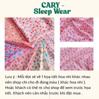 Bộ đồ ngủ nữ 2 dây hoa lụa mặc nhà mềm mát pijama dáng rộng kèm quần short lưng thun dễ thương CARY