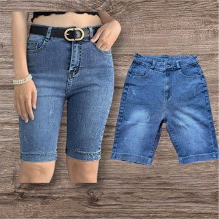 Quần ngố jean nữ, quần lửng jean nữ lưng cao cào xước nhẹ hàng cao cấp