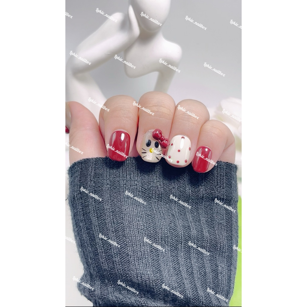 NAIL BOX THIẾT KẾ HELLO KITTY ĐỎ MM TRÀ (K54)