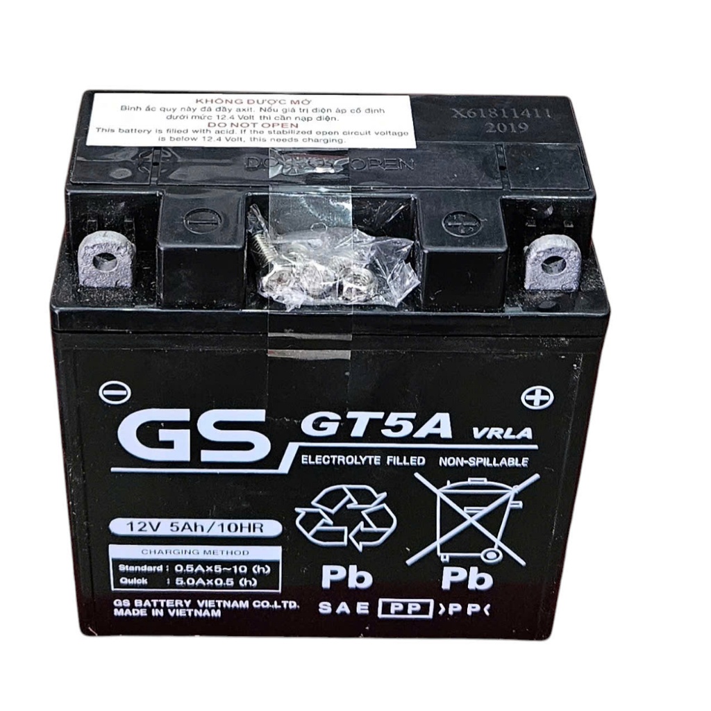 Bình ắc quy xe máy GS GT5A dùng cho xe Dream, Mio, Jupiter, Sirius, Taurus, Smart, Viva, Wave...