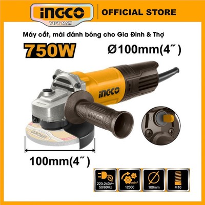 Máy mài góc 750W công tắt đuôi INGCO AG750282 | AG900282 900W | AG1100382 1100W | AG71182 710W đĩa 100mm, trục chính M10