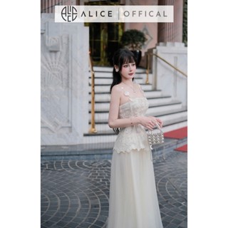 Váy Nữ Cao Cấp Alice Chất Ren Phối Chân Lưới, Đầm Hai Dây Ôm Eo, Chân Váy Nhiều Lớp Xòe Bồng Tiểu Thư T205