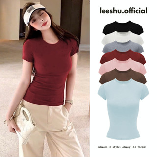 (DEAL MỞ BÁN) Áo thun ôm body tay cộc cổ viền form mới❤️Leeshu❤️Áo thun babytee thắt eo vải cotton không pha mềm mát