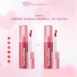  Combo 2 cây Son kem lì barenbliss Cherry Lip Velvet chống nước lâu trôi thuần chay Hàn Quốc 2.5g 